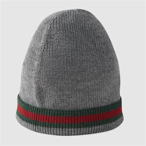 gucci hat grey|gucci wool hat with web.